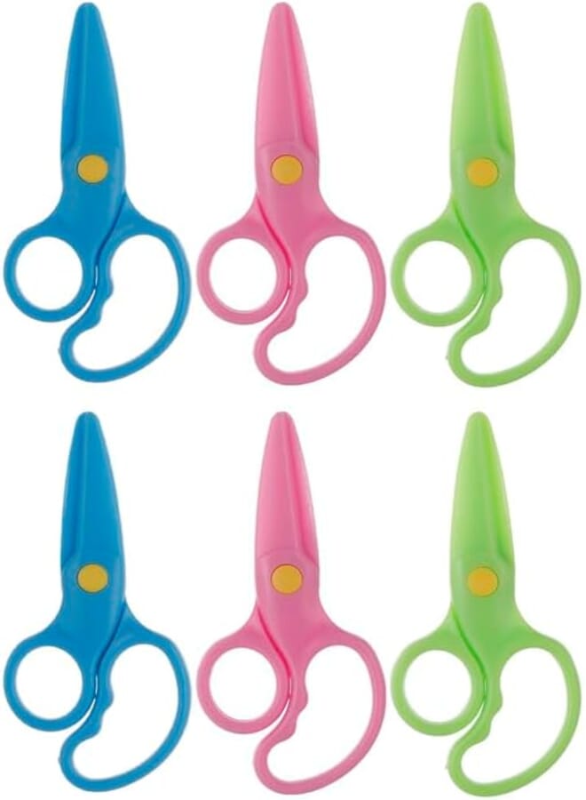 3A 7019-6 Plastic Office Scissors Set Of 6 Pieces - Multi Color